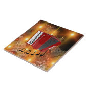 Rode accordeon op gouden achtergrond tegeltje (Zijkant)