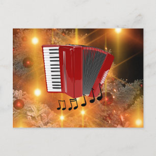 Rode accordeon op vakantie goud papier briefkaart