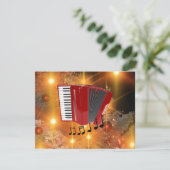 Rode accordeon op vakantiegouden achtergrond (Staand voorkant)