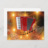 Rode accordeon op vakantiegouden achtergrond (Voorkant / Achterkant)