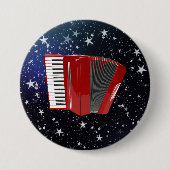 Rode Accordeon tegen Nachtelijke Lucht Ronde Button 7,6 Cm (Voorkant)
