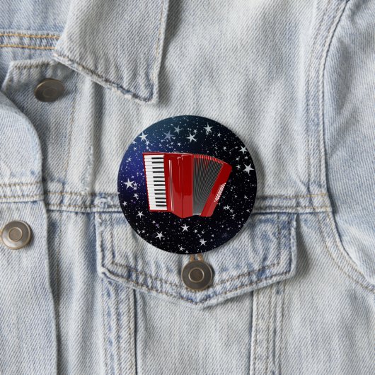 Rode Accordeon tegen Nachtelijke Lucht Ronde Button 7,6 Cm (In situ)