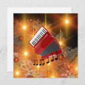 Rode accordeon vakantiedesign feestdagenkaart (Voorkant / Achterkant)