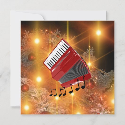 Rode accordeon vakantiedesign feestdagenkaart (Voorkant)