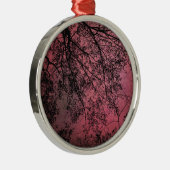 Rode achtergrond boomtak metalen ornament (Rechts)