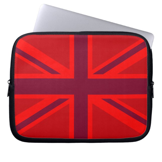 Rode Achtergrond Britse Unievlag Laptop Sleeve (Voorkant)