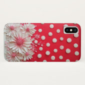 Rode achtergrond en polka stippenpatroon Case-Mate iPhone case (Achterkant (horizontaal))