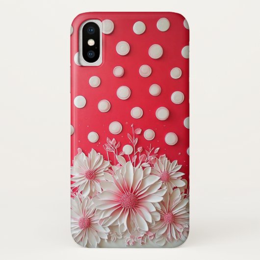 Rode achtergrond en polka stippenpatroon Case-Mate iPhone case (Achterkant)