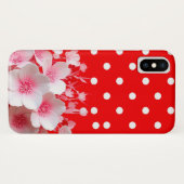 Rode achtergrond en polka stippenpatroon Case-Mate iPhone case (Achterkant (horizontaal))