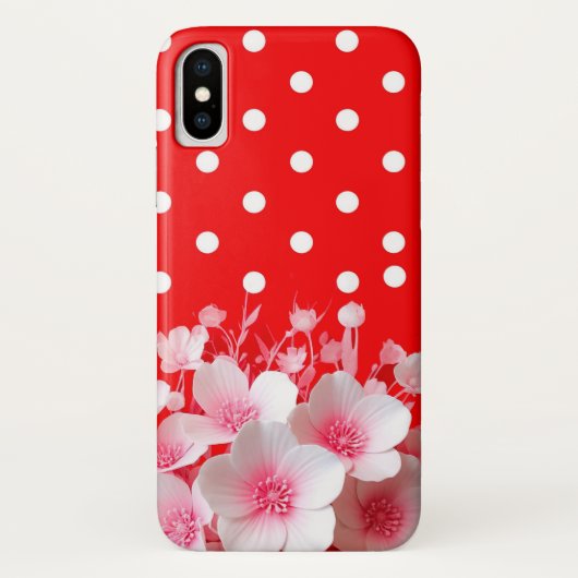 Rode achtergrond en polka stippenpatroon Case-Mate iPhone case (Achterkant)