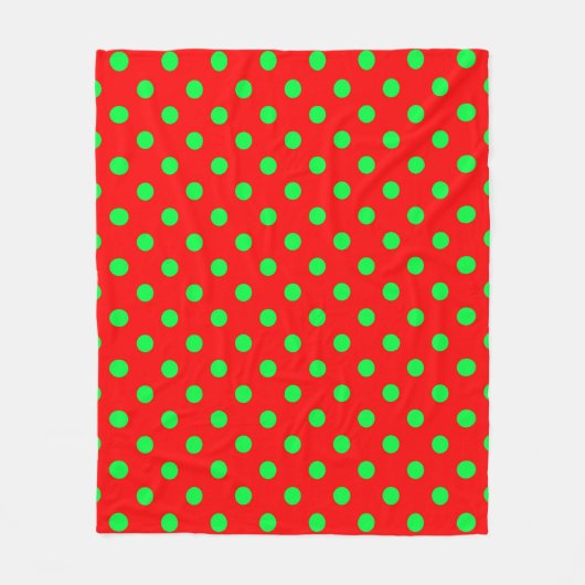 Rode Achtergrond Groene Polka Dots Design Fleece Deken (Voorkant)