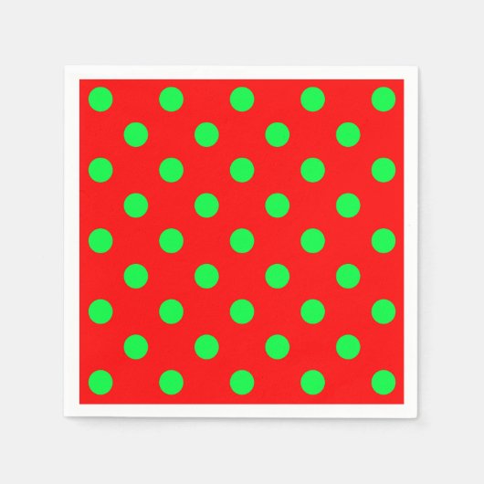 Rode Achtergrond Groene Polka Dots Design Servet (Voorkant)