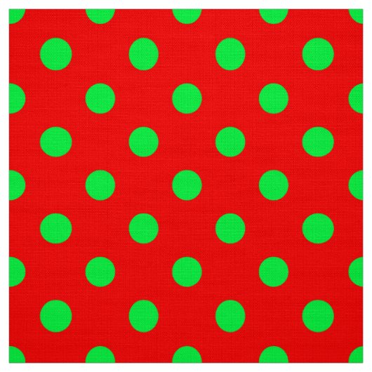 Rode Achtergrond Groene Polka Dots Design Stof (Swatch)