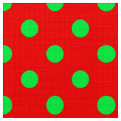 Rode Achtergrond Groene Polka Dots Design Stof (Close Up)