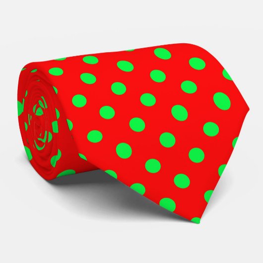 Rode Achtergrond Groene Polka Dots Design Stropdas