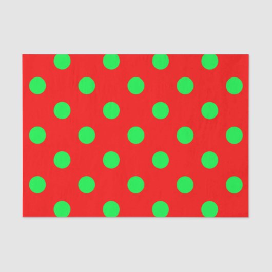 Rode Achtergrond Groene Polka Dots Design Tissuepapier (Voorkant)