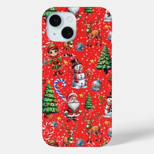 Rode Achtergrond Kerst Decoratiepatroon Case-Mate iPhone Case (Achterkant)