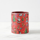 Rode Achtergrond Kerst Decoratiepatroon Mok (Midden)