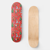 Rode Achtergrond Kerst Decoratiepatroon Persoonlijk Skateboard (Voorkant)