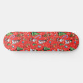 Rode Achtergrond Kerst Decoratiepatroon Persoonlijk Skateboard (Horizontaal)