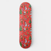 Rode Achtergrond Kerst Decoratiepatroon Persoonlijk Skateboard (Voorkant)