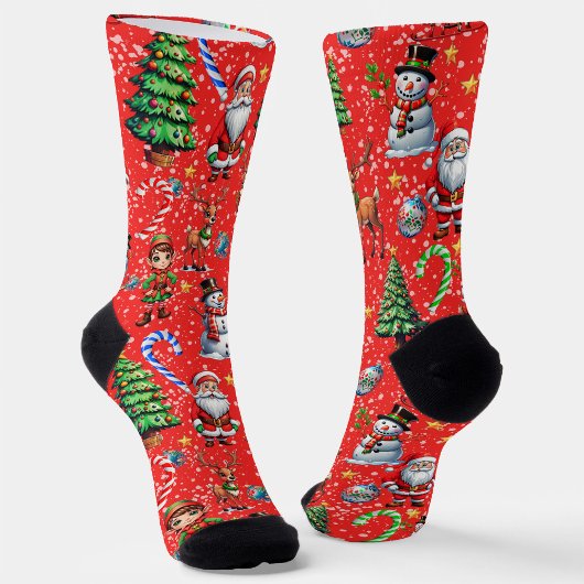 Rode Achtergrond Kerst Decoratiepatroon Sokken