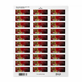 Rode achtergrond met decoratieve kerstboom etiket (Full Sheet)