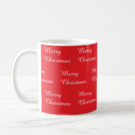 Rode achtergrond met Merry Christmas herhaald Koffiemok