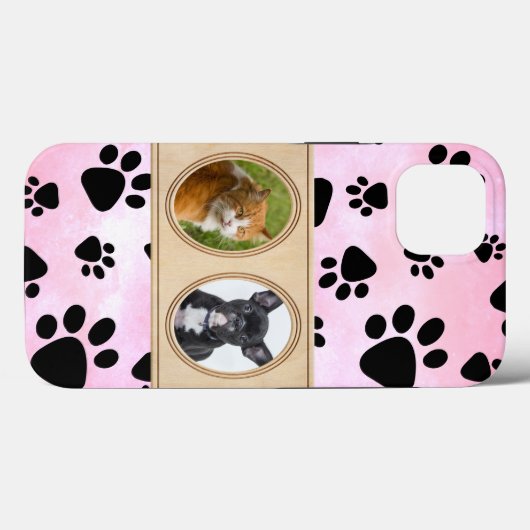 Rode achtergrond met poten, aangepaste huisdierenf Case-Mate iPhone case (Achterkant (horizontaal))