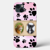 Rode achtergrond met poten, aangepaste huisdierenf Case-Mate iPhone case (Achterkant)