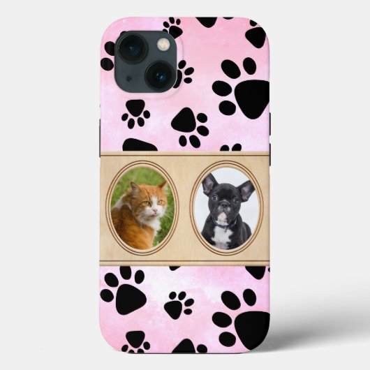 Rode achtergrond met poten, aangepaste huisdierenf Case-Mate iPhone case (Achterkant)