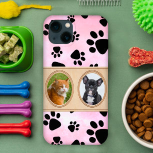 Rode achtergrond met poten, aangepaste huisdierenf Case-Mate iPhone case