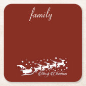 Rode achtergrond met Santa Claus en Reindeer Kartonnen Onderzetters (Voorkant)