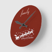 Rode achtergrond met Santa Claus en Reindeer Ronde Klok (Hoek)