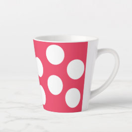 Rode achtergrond met witte cirkels. Polka Dot Latte Mok