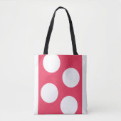 Rode achtergrond met witte cirkels. Polka Dot Tote Bag (Voorkant)