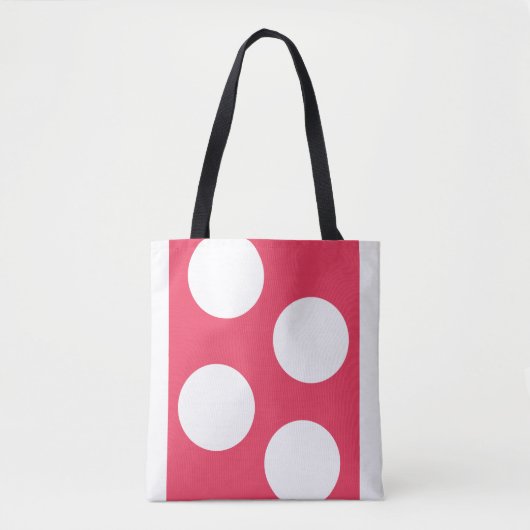 Rode achtergrond met witte cirkels. Polka Dot Tote Bag (Voorkant)