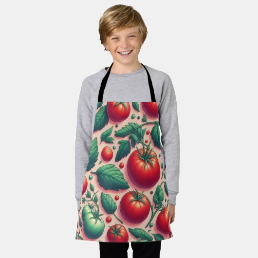 Rode achtergrond Tomaat Schort (Gedragen)
