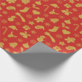 Rode achtergrond voor kerstgoud cadeaupapier (Hoek)