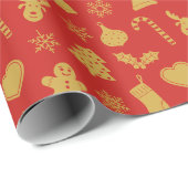 Rode achtergrond voor kerstgoud cadeaupapier (Rol Hoek)