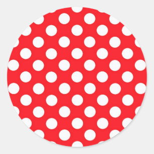 Rode Achtergrond Witte Polka Dot Ronde Sticker