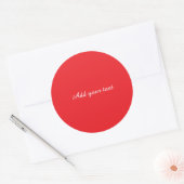 Rode achtergrond, witte tekst, sjabloon ronde sticker (Envelop)