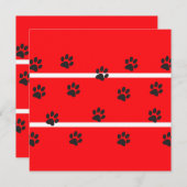 Rode achtergrond zwarte kattenpootkaart. (Voorkant / Achterkant)