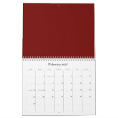 Rode achtergronden op een agenda kalender (Feb 2027)