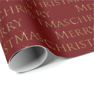 Rode achtergrondgouden letters voor kerst cadeaupapier