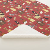 rode achtergrondhonden patroon. sherpa deken (3/4)