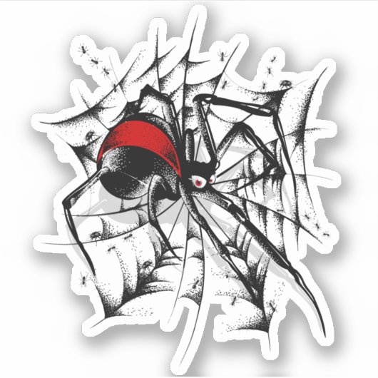 Rode achterspinnenweb Custom-Cut Vinyl Sticker (Voorkant)