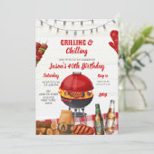 Rode Achtertuin Barbecue Chilling Grilling Verjaar Kaart (Staand voorkant)