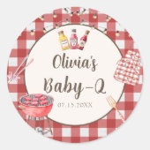 Rode achtertuin BBQ Baby Q Baby shower Sticker (Voorkant)