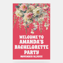 Rode Acryl Bloemen Bachelorette Welkom Teken Acryl Bord